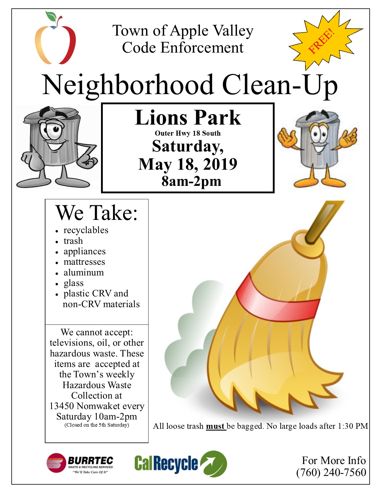 Neighborhood Clean-up May 18, 2019