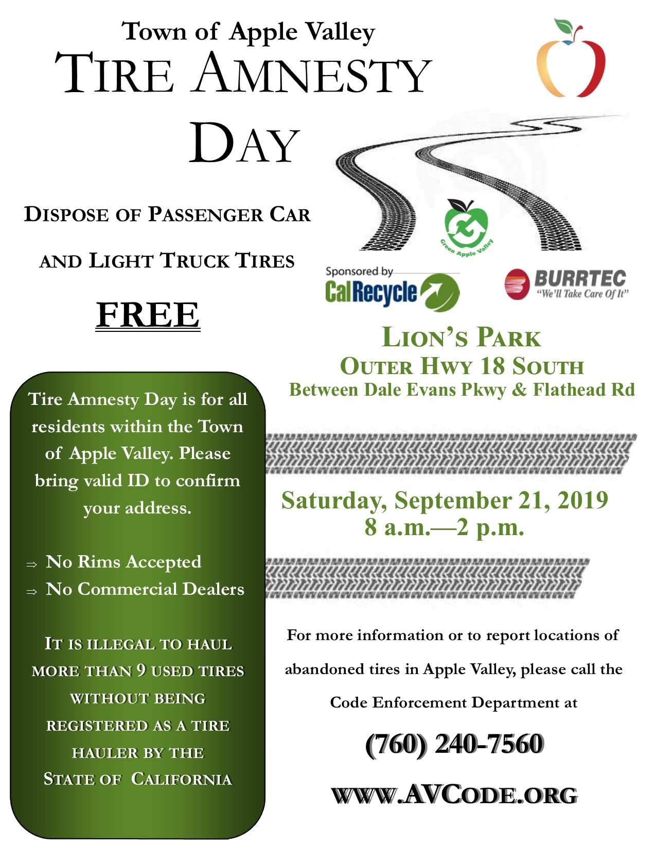 Tire Amnesty CCD September 21, 2019